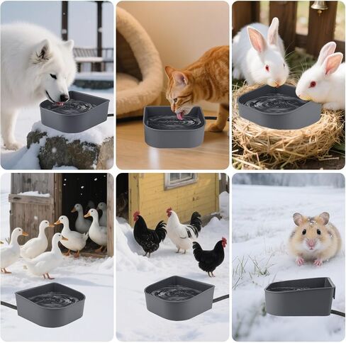 PETLESO Heated Water Bowl for Dog, Heated Dog Bowl for Cats Birds Chicken Water Heater, Outdoor Dog Bowl Provides Drinkable Water in Frozon Winter, 0.58 Gallon in Kuwait