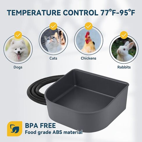 PETLESO Heated Water Bowl for Dog, Heated Dog Bowl for Cats Birds Chicken Water Heater, Outdoor Dog Bowl Provides Drinkable Water in Frozon Winter, 0.58 Gallon in Kuwait