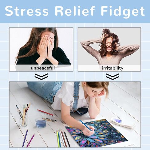 24 Count Colored Pencils with Mandala Adult Coloring Book for Women Relaxation, Color Pencils with Adult Coloring Book for Stress Relief, Inspirational Mindfulness Gifts for Women in Kuwait