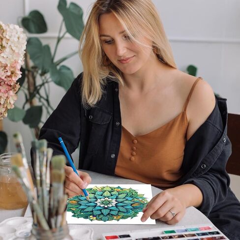 24 Count Colored Pencils with Mandala Adult Coloring Book for Women Relaxation, Color Pencils with Adult Coloring Book for Stress Relief, Inspirational Mindfulness Gifts for Women in Kuwait