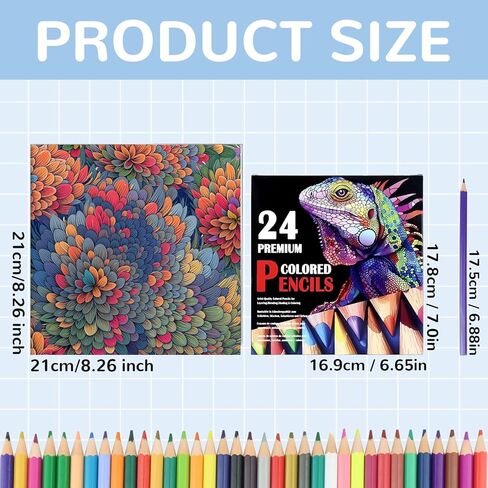 24 Count Colored Pencils with Mandala Adult Coloring Book for Women Relaxation, Color Pencils with Adult Coloring Book for Stress Relief, Inspirational Mindfulness Gifts for Women in Kuwait