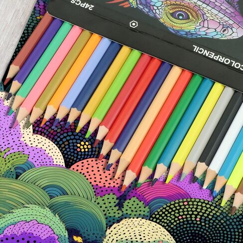 24 Count Colored Pencils with Mandala Adult Coloring Book for Women Relaxation, Color Pencils with Adult Coloring Book for Stress Relief, Inspirational Mindfulness Gifts for Women in Kuwait
