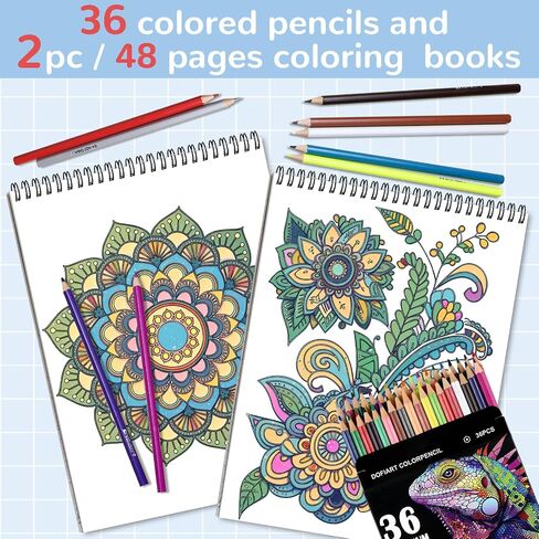 24 Count Colored Pencils with Mandala Adult Coloring Book for Women Relaxation, Color Pencils with Adult Coloring Book for Stress Relief, Inspirational Mindfulness Gifts for Women in Kuwait