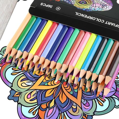 24 Count Colored Pencils with Mandala Adult Coloring Book for Women Relaxation, Color Pencils with Adult Coloring Book for Stress Relief, Inspirational Mindfulness Gifts for Women in Kuwait