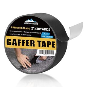 Gaffers Tape - Professional Grade Gaffers Tape 2 Inch x 30 Yards, Waterproof, Non-Reflective, No Residue Cloth Camera Tape Multipurpose Matte Finish Black Gaffers Tape for Photography Filming Backdrop