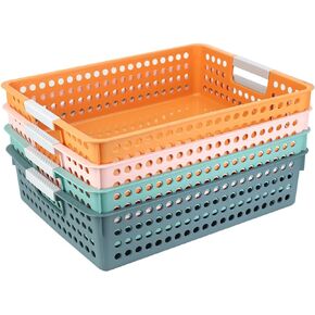 Turn in Trays Classroom, 4Pcs Paper Trays for Classroom, Book Baskets for Library, Drawers, Office, Home