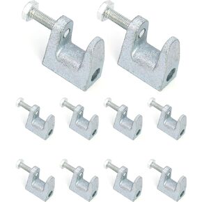 QWORK Beam Clamp, 20 Pcs 3/8" Zinc Plated Iron Safety Beam Clamp, 13/16" Jaw Opening