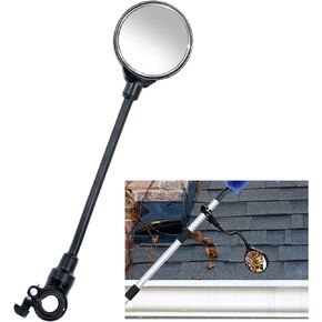 Daisypower Mini Inspection Mirror for Gutters Extension Pole,Rotatable Clip On Flexible Inspection Mirror for Inspect Gutters Guard System,Roofs,Bird’s Nest from The Ground