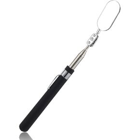 SAVITA Telescoping Inspection Mirror, Oval Telescopic Mechanics Mirror Tool with Extended Handle Machine Tool Inspection Mirrors for Checking Vehicle Condition (9.45~37.4 Inch Handle)