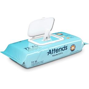 Attends Scented Washcloths for Adult Incontinence Care, Hypoallergenic, Latex and Alcohol Free, White, 72 Count, Pack of 12