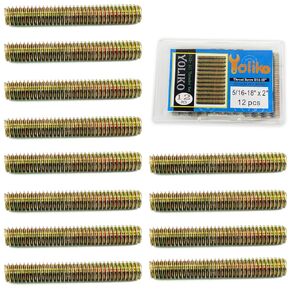 12pcs Black Zinc Fully All Threaded Rod Carbon Steel Long Thread Screw 5/16x2" for Furniture Garden Railing Mounting Assembly Fastening Steel Frame Connection Full Thread Rod for Furniture