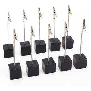 NUOLUX 10pcs Memo Clip Holder Stand with Alligator Clasp for Pictures Card Paper Note Clip (Black)