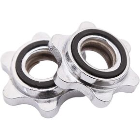 Garneck 2pcs Standard Barbell Spin-Lock Collars Screw Clamps Anti-Slip Spin-Lock Collars for Dumbell Weight Lifting 1 inch(Silver)