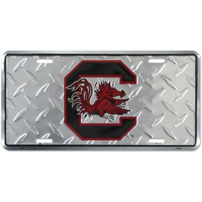 South Carolina Gamecocks Diamond Emboss Metal License Plate 6 x 12