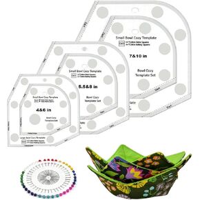 Baiwang Bowl Cozy Template Cutting Ruler Set, Quilting Rulers and Templates, Acrylic Bowl Wrap, DIY Kitchen Bowl Art Template, Bowl Cozy Cutting Template for Sewing. (3 Sets)