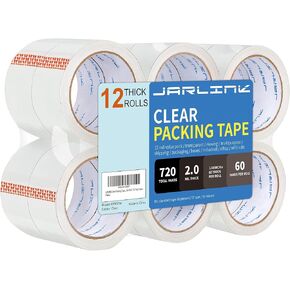 JARLINK Clear Packing Tape (12 Rolls), Heavy Duty Packaging Tape for Shipping Packaging Moving Sealing, 1.88 inches Wide, 55 Yards Per Roll, 660 Total Yards