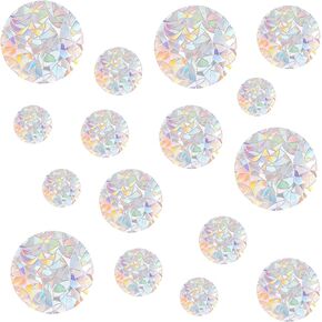 16pcs Round Anti-Collision Window Clings, Anti Bird Strike Window Decals for Birds Window Strike Prevention Stickers Vinyl Rainbow Prism Window Decals for Suncatcher to Protect Birds Against Glass