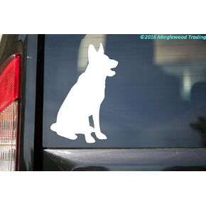 Minglewood Trading German Shepherd Dog White Custom Vinyl Decal 5" x 3.5" GSD Alsatian Wolf Dog Canine