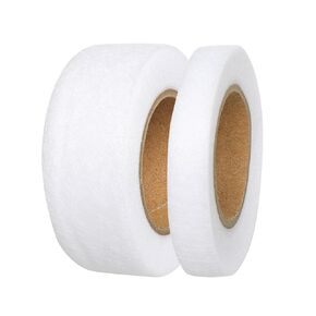 2 Rolls Iron on Hem Tape, Fabric Fusing Hemming Tape, No Sew Fabric Tape for Pains, Curtains, Clothes, Each 22 Yards (White 0.4inch, 1inch in Width)