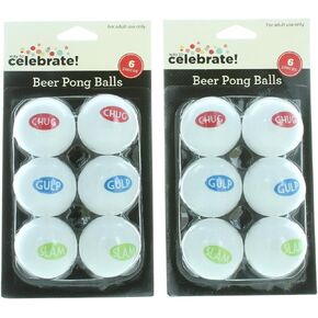 12ct Beer Pong Balls White w/Sayings Drinking Game College Frat Party Novelty