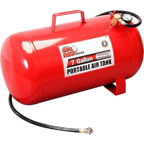 BIG RED T88007 Torin Portable Horizontal Air Tank with 36" Hose, 7 Gallon Capacity, Red