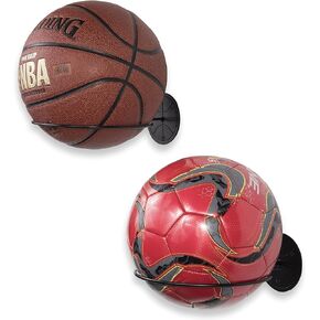 Wallniture Sporta Wall Mount Sports Ball Holder Display Storage Steel Black Set of 2