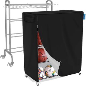 VeyoStories Basketball Rack Cover Dust, Garage Ball Storage Rack Cover, Rolling Basketball Shooting Training Stand Cover, Protects Sports Equipment Rack with Wheels, Basketball Football(Cover Only)