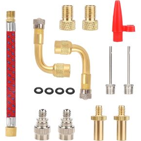 QKURT Bike Valve Adapter Set, 12pcs ValveAdapter Compressor Ball Needle Bicycle Pump Valve Extensions for Bike Tire Balls Balloon in Kuwait