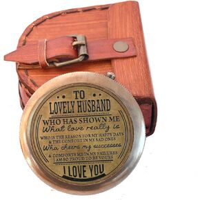 Engraved Compass, to My Husband I Love You, Brass Compass Engraved Gifts for Men, Bronze for Men, Romantic Gifts for Him/Her, Keepsake Gifts for Husband