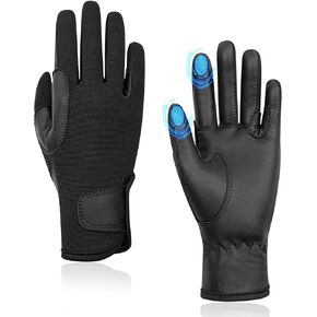Thapower Kids Leather Horse Riding Gloves Children Youth Equestrian Horseback Gloves
