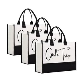 GIRLS TRIP Totes (3 Pack) - Perfect party favor or gift for an an upcoming girls trip with your friends, sisters, family, or any group of ladies! Getaway, Party, Trip, Glamping, Nash Bash, Vacation(3)