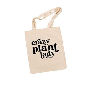 Handmade Crazy Plant Lady Funny Canvas Tote Bag | Moms Natural Grocery Supermarket Bag | Plant Lovers Housewarming Christmas Mothers Day Birthday Gift
