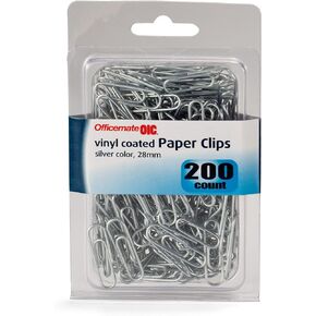 Officemate Standard #2 Vinyl Coated Paper Clips, Translucent Silver, 200 in Pack (97214)