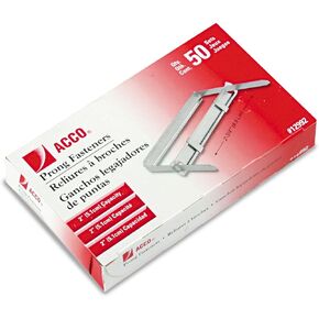 مشابك شوكية اقتصادية من ACCO 12992، غطاء 2 بوصة، شوكات 2-3/4 بوصة، 50/BX