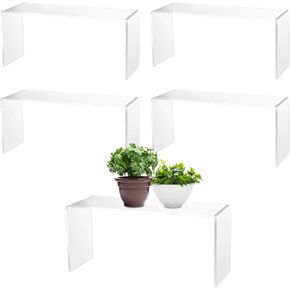 Soaoo 4 Pcs Large Clear Acrylic Riser for Display Acrylic Shelf Riser Jewelry Display Stand Retail Desktop Display Stand for Cupcake, Collectibles, Organize, Decor (10.25 x 4 x 4.25 Inches)