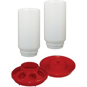 Harris Farms Chick Drinker and Feeder Bundle Kit – Contains 1 Screw on Chick Feeder Base and 1 Screw on Chick Drinker Base – 2 QT Plastic Jars – Made from BPA Plastic – Easy to Clean