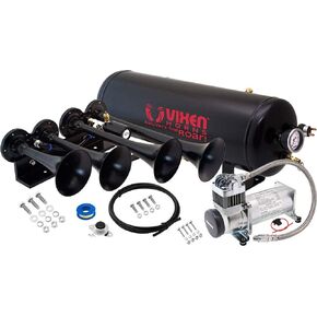 Vixen Horns Train Horn Kit for Trucks/Car/Semi. Complete Onboard System- 200psi Air Compressor, 2.5 Gallon Tank, 4 Trumpets. Super Loud dB. Fits Vehicles Like Pickup/Jeep/RV/SUV 12v VXO8325/4124B