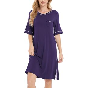 GYS Women's Bamboo Nightgowns, 3/4 Sleeve Nightshirt for Women, Soft Comfy Sleepwear Dress