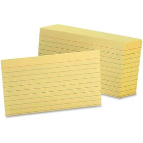 Oxford Ruled Color Index Cards, 3" x 5", Canary, 100 Per Pack (7321 CAN)