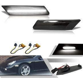 GTINTHEBOX Clear Lens White LED Front Bumper Side Marker Parking Light for 2006-2012 Porsche Cayman, 2005-2012 Boxster, 2005-2012 911 Carrera Targa