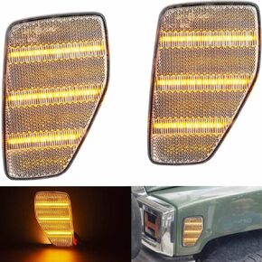 NJSBYL Front LED Turn Signal Lights For Hummer H3 H3T 2006 2007 2008 2009 2010 Switchback White/Amber Fog DRL Driving Parking Lamps Corner Side Marker Light Assembly Smoked Lens 15139187 15139188