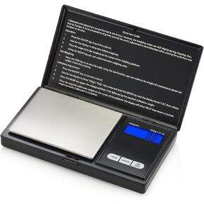 Smart Weigh Digital Pocket Gram Scale, Small Letter Gram Scale, Jewelry Scale, Food Scale, Medicine Scale, Kitchen Scale Black, Battery Included (200g x 0.01g)