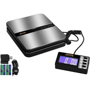 Acteck 150LB x 0.1 OZ Extended Display Digital Shipping Postal Scale with AC Adapter, Black