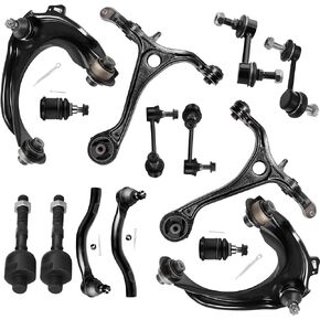 SCITOO 14pcs Suspension Kit Front Lower Upper Control Arm Inner Outer Tie Rod End Lower Ball Joint Front Rear Sway Bar Link Fit 2003-2007 For Accord Sedan & Coupe w/ L4 2.4L 2004-2008 For Acura TSX