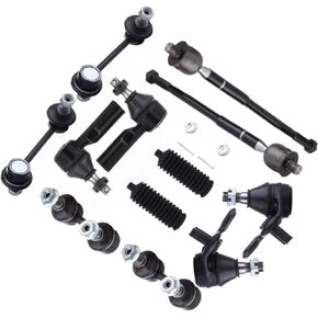 SCITOO 12pcs Suspension Kit Sway Bar Links Lower Ball Joints Inner Outer Tie Rod Ends w/Steering Boots Fit For 1996-2002 For Toyota Corolla