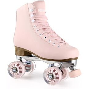 Tuosamtin Roller Skates for Women Girls with Height Adjustable Rubber Stoppers Cute Retro Quad Roller Skates for Outdoor and Indoor