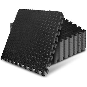 Yes4All Thicker EVA Foam Puzzle Exercise Mats for Home Gym Workout ¾" Interlocking Floor Tiles for Fitness Equipment - Black - 48 Square Feet in Saudi Arabia