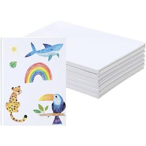 EOOUT 6 Pack White Hardcover Blank Book 6x8 Inch, 40 Pages Hardcover Blank Book for Kid to Write Stories Draw Sketch, Unlined Thick Perforated Pages
