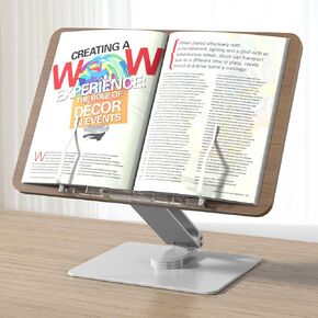 CarrieCathy Book Stand for Reading, Adjustable Holder with 360° Rotating Base & Page Clips, Foldable Desktop Book Display, Cookbook Stand, for Kitchen, Home Office, Laptop, Tablet, Kindle in Kuwait