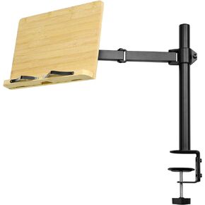 Navaris Book Stands with Clamp - Book Holder for Reading - Wood Books Stand - Works with Music, E-Readers or Tablets - 13.39 x 17.72 x 21.65" (34 x 45 x 55 cm)